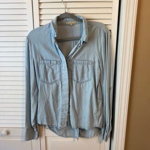 Joan Vass light wash denim shirt